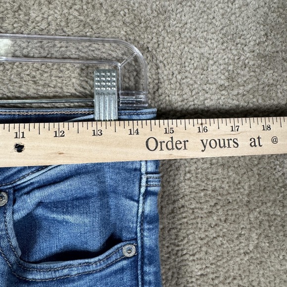 American Eagle Super Hi-Rise Flare Jeans Womens 8 Blue Stretch Denim Medium Wash - Picture 6 of 15